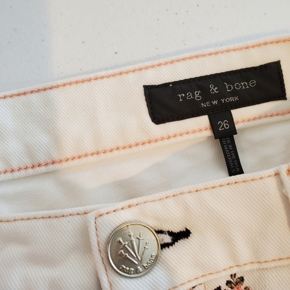 Rag & Bone Ellie Floral Print Denim Shorts, White - Picture 7 of 7